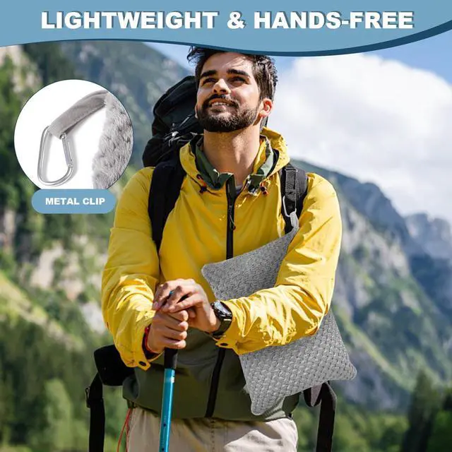 Alt view image 5 of 7 - Travel Blanket Airplane Compact with Bag Travel Essentials 3 in 1 Packable Airplane Blanket Travel Pillow and Blanket Set Inflatable Pillow Luggage Sleeve & Backpack Clip (Light Grey)