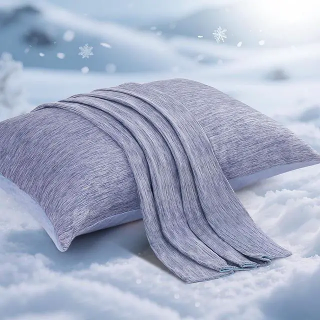 Main image of Cooling Pillow Cases for Hot Sleepers Japanese Q-Max 0.5 Cooling Pillowcases Both Sides(Cooling/Cotton) Breathable Soft Pillowcase for Hair and Skin Set of 2-Blue (Standard (20 x 26))