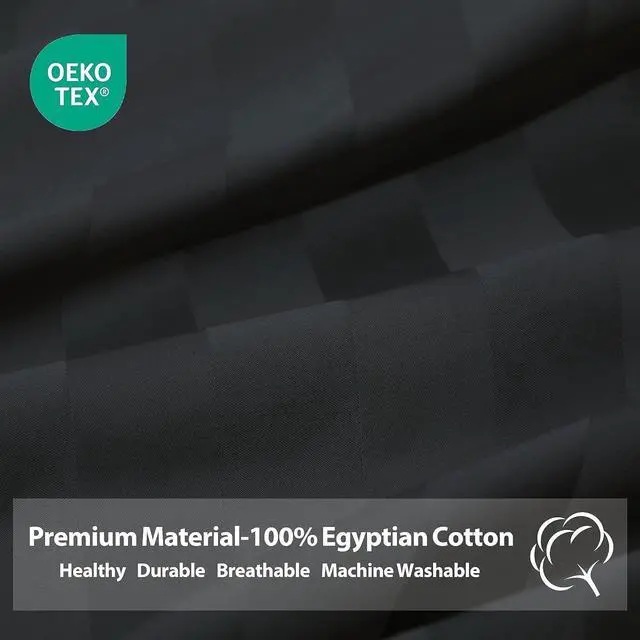 Alt view image 3 of 7 - Pillow Cases King Size 100% Egyptian Cotton Pillow Protectors with Zipper 400 Thread Count Sateen Weave Black Pillowcases King Size Set of 2 Premium Quality Pillow Covers for Home/Hotel