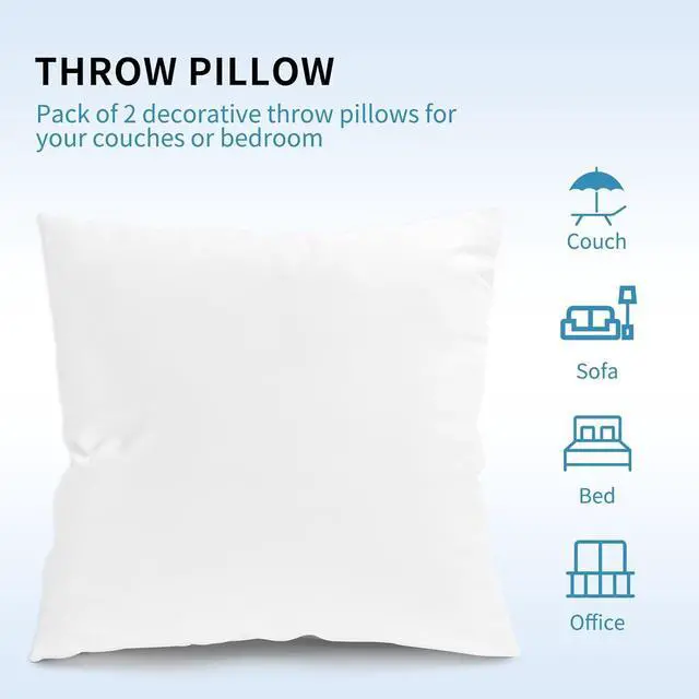 Alt view image 2 of 7 - Throw Pillow Inserts Set of 2-26 x 26 Inches Bed and Couch Pillows - Euro Pillow Indoor Decorative Pillows for Bed and Sofa