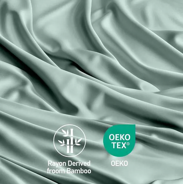 Alt view image 7 of 7 - Pillow Cases King Size Set of 2 100% Rayon Derived from Bamboo Cooling Pillowcase Soft & Breathable Pillow Covers with Envelope Closure (20x40 inches Sage Green)