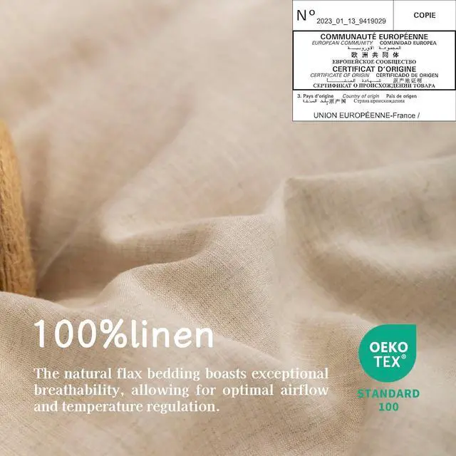 Alt view image 3 of 7 - 100% Linen Pillowcases Set of 2 French Linen from Normandy 20X26Inch Standard Size Natural Color Coconut Buttons Closure Flax Pillowshams-Pillowcase-Linen