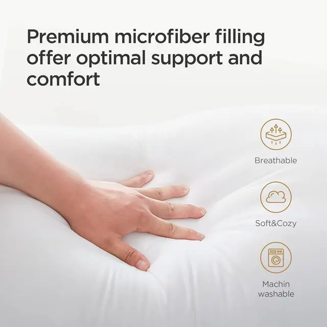 Alt view image 3 of 6 - Cooling Bed Pillows for Sleeping Luxury Hotel Quality 3D Microfiber Filling with Breathable Cover for Side Back and Stomach Sleepers Reduces Neck Pain King (Pack of 4) Black 4 Count
