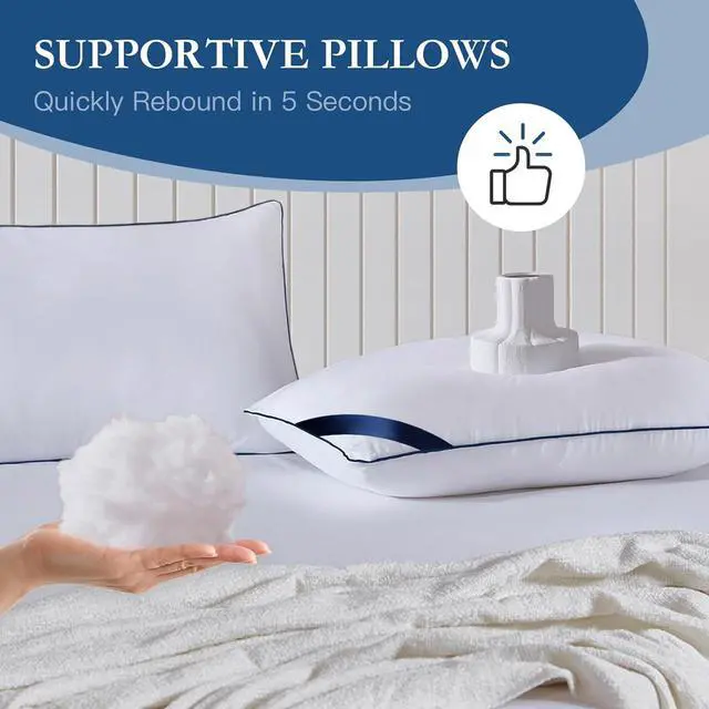 Alt view image 3 of 6 - Pillows King Size Set of 4 Soft Microfiber King Pillows with Hollow Fiber Hotel Quailty Bed Pillows for Sleeping 4 Pack for Back Stoamch Sleeper