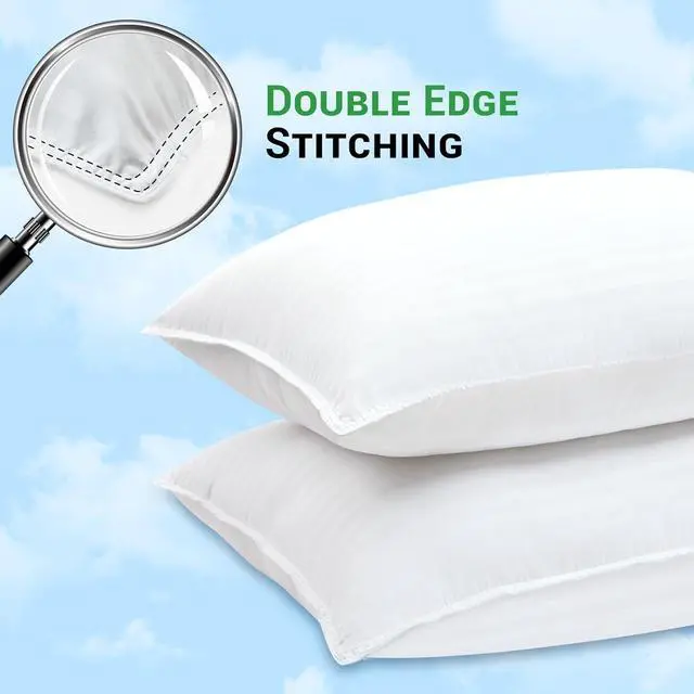 Alt view image 2 of 7 - Bed Pillows Standard Size Set of 2 - Standard Size Bed Pillows 2 Pack Premium Down Alternative Hotel Pillows Set of 2- Soft and Supportive Dorm Pillows for Back Stomach or Side Sleepers