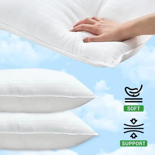 Alt view image 5 of 7 - Bed Pillows Standard Size Set of 2 - Standard Size Bed Pillows 2 Pack Premium Down Alternative Hotel Pillows Set of 2- Soft and Supportive Dorm Pillows for Back Stomach or Side Sleepers