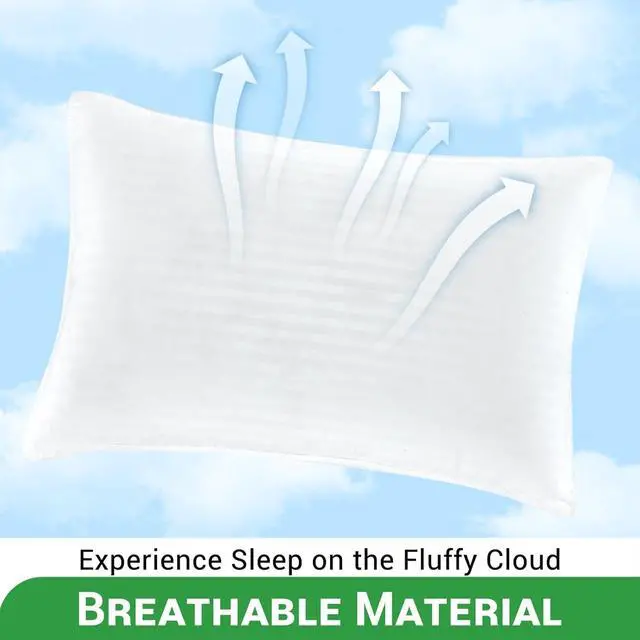Alt view image 3 of 7 - Bed Pillows Standard Size Set of 2 - Standard Size Bed Pillows 2 Pack Premium Down Alternative Hotel Pillows Set of 2- Soft and Supportive Dorm Pillows for Back Stomach or Side Sleepers