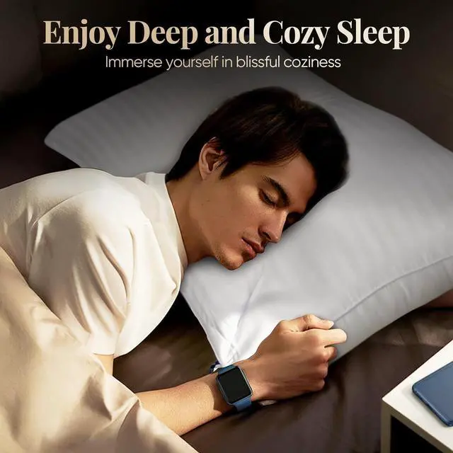 Alt view image 2 of 6 - Pillows Queen Size Set of 2 Hotel Collection Bed Pillows for Sleeping Gusseted Pillow for Back Stomach or Side Sleepers(Bright White)