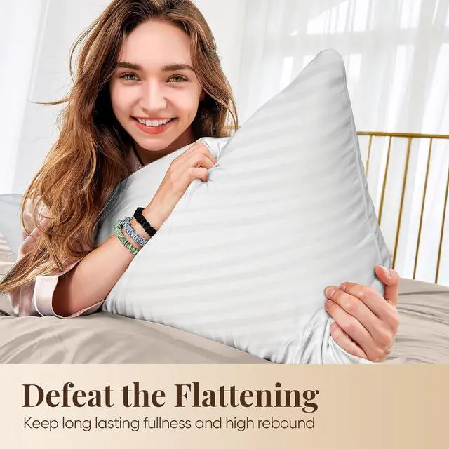 Alt view image 4 of 6 - Pillows Queen Size Set of 2 Hotel Collection Bed Pillows for Sleeping Gusseted Pillow for Back Stomach or Side Sleepers(Bright White)