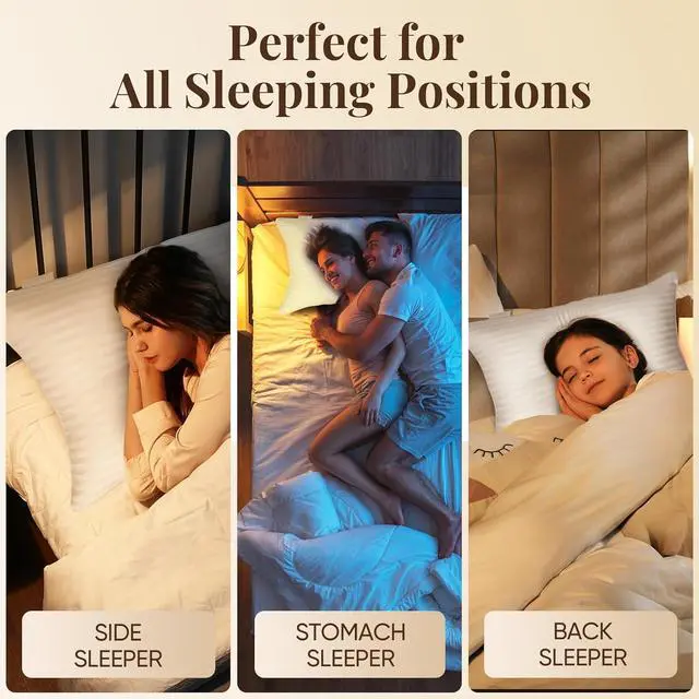 Alt view image 5 of 6 - Pillows Queen Size Set of 2 Hotel Collection Bed Pillows for Sleeping Gusseted Pillow for Back Stomach or Side Sleepers(Bright White)