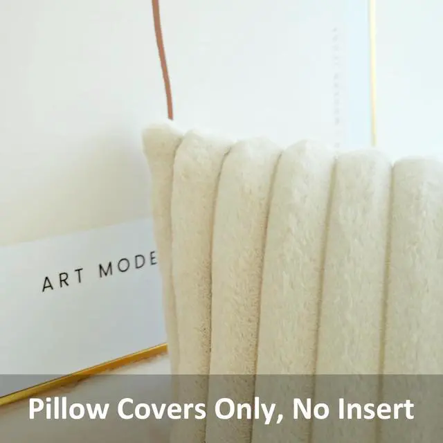 Alt view image 2 of 7 - Pack of 2 Faux Fur Plush Decorative Throw Pillow Covers For Home Couch Cushion Case Soft Solid Pillowcases (Beige 20 x 20-Inch)