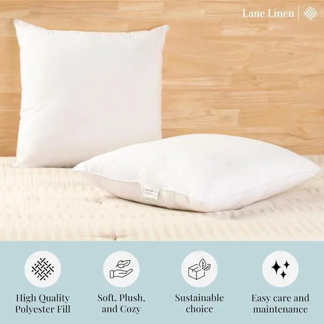 Alt view image 4 of 7 - Throw Pillow Insert - Pack of 2 16x16 Pillow Inserts for Decorative Pillow Covers Throw Pillows Insert for Couch - White