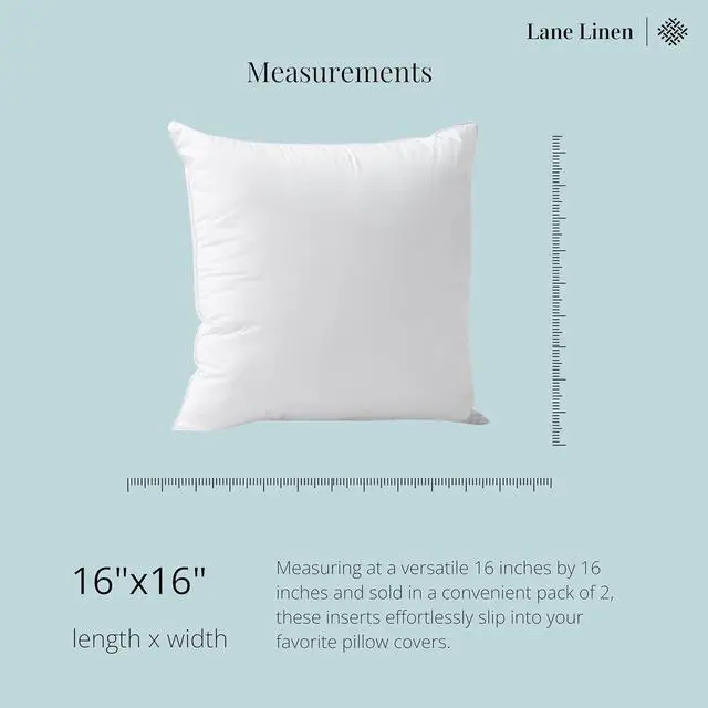 Alt view image 6 of 7 - Throw Pillow Insert - Pack of 2 16x16 Pillow Inserts for Decorative Pillow Covers Throw Pillows Insert for Couch - White