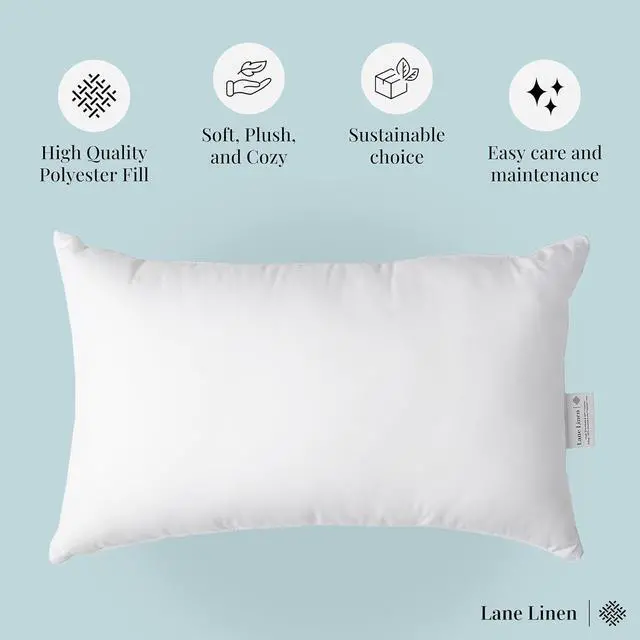 Alt view image 3 of 7 - 12x20 Pillow Insert - Set of 4 White Decorative Pillow for Sofa Bed Fluffy Pillow Inserts for Throw Pillow Covers Throw Pillows for Bed Couch Pillows for Living Room Bed Pillows