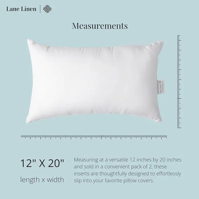 Alt view image 6 of 7 - 12x20 Pillow Insert - Set of 4 White Decorative Pillow for Sofa Bed Fluffy Pillow Inserts for Throw Pillow Covers Throw Pillows for Bed Couch Pillows for Living Room Bed Pillows