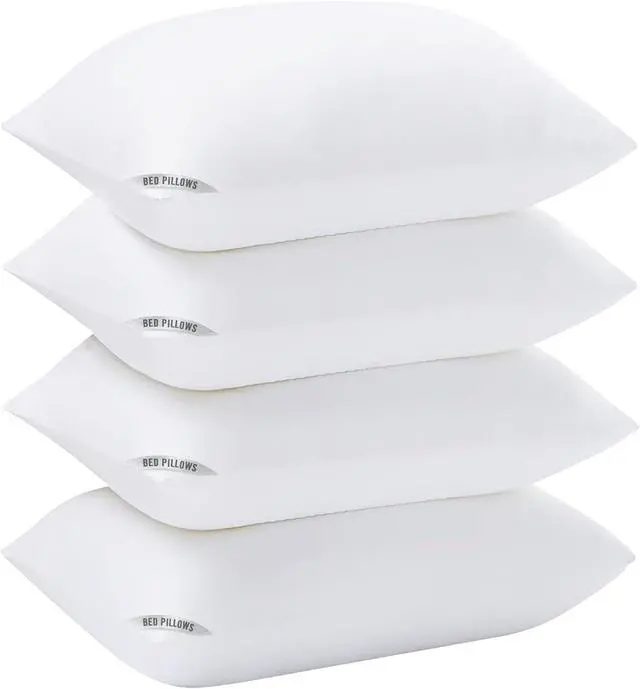 Main image of Standard Size Bed Pillows for Sleeping 4 Pack Luxury Hotel Pillows Comfortable and Supportive Machine Washable Suitable for Stomach Back and Side Sleepers.