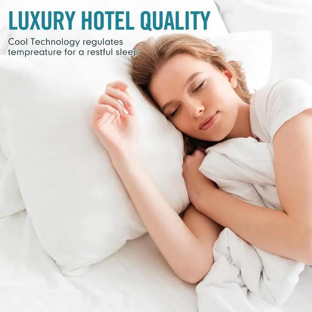 Alt view image 5 of 7 - Standard Size Bed Pillows for Sleeping 4 Pack Luxury Hotel Pillows Comfortable and Supportive Machine Washable Suitable for Stomach Back and Side Sleepers.