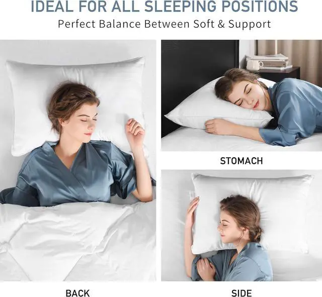 Alt view image 5 of 6 - Down Alternative Pillows Standard Size Set of 2 - Hotel Collection Soft Bed Pillows for Sleeping Perfect for Side Back and Stomach Sleepers 20 X 26
