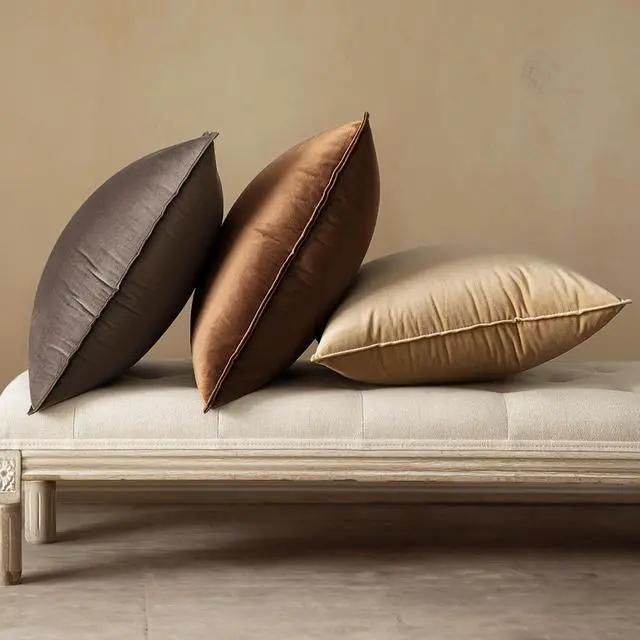 Alt view image 5 of 6 - Pack of 2 Brown Decorative Velvet Throw Pillow Cover Soft Pillowcase Solid Square Cushion Case for Sofa Bedroom Car 20x20 Inch 50x50 Cm