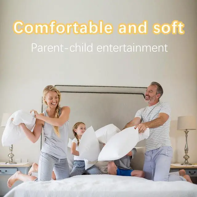Alt view image 5 of 7 - Throw Pillows Insert Set of 2 with 100% Cotton Cover Bed and Couch - Indoor Hotel Decorative Pillows 26x26 in White Pillows Inserts