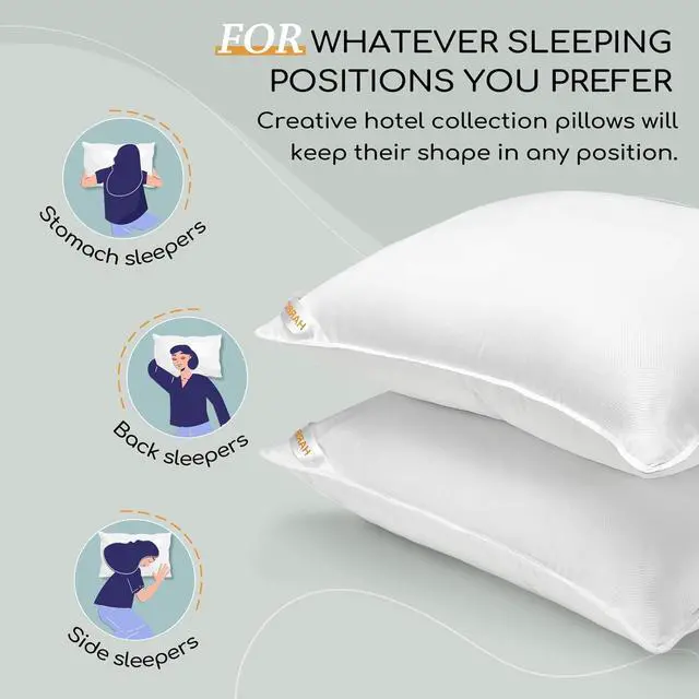 Alt view image 3 of 7 - Bed Pillows Standard Size Set of 2 - Luxury Hotel Collection Down Alternative Pillows for Sleeping 20 x 26 Inches