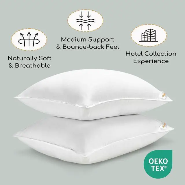 Alt view image 4 of 7 - Bed Pillows Standard Size Set of 2 - Luxury Hotel Collection Down Alternative Pillows for Sleeping 20 x 26 Inches
