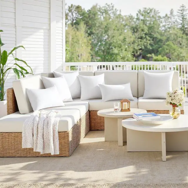 Alt view image 2 of 7 - 20x20 Outdoor Pillows Set of 4 Throw Pillows Waterproof Soft Support Throw Inserts Decorative Water Resistant for Patio Furniture and Garden