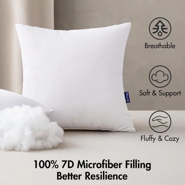 Alt view image 4 of 7 - 20x20 Outdoor Pillows Set of 4 Throw Pillows Waterproof Soft Support Throw Inserts Decorative Water Resistant for Patio Furniture and Garden