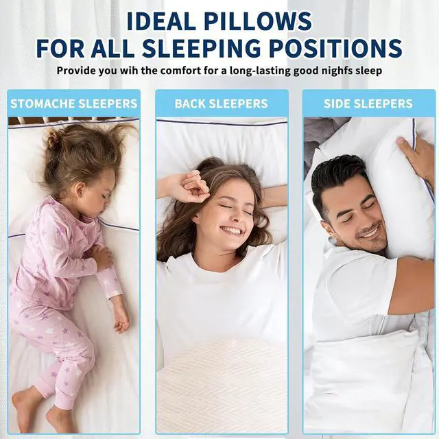 Alt view image 4 of 7 - Bed Pillows for Sleeping Queen Size Set of 2- Cooling Pillows Luxury Hotel Quality (QueenWhite Pack of 2