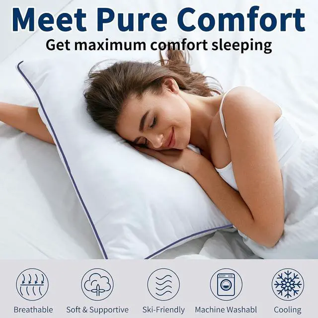 Alt view image 5 of 7 - Bed Pillows for Sleeping Queen Size Set of 2- Cooling Pillows Luxury Hotel Quality (QueenWhite Pack of 2