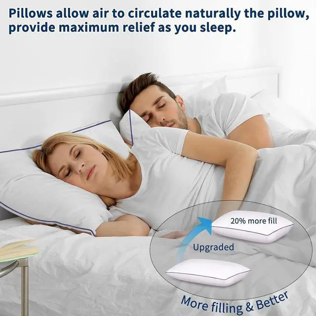Alt view image 7 of 7 - Bed Pillows for Sleeping Queen Size Set of 2- Cooling Pillows Luxury Hotel Quality (QueenWhite Pack of 2
