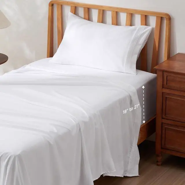 Main image of Deep Pocket Twin Sheets Set - Fits Mattresses Up to 21 Inches Thick -3 Piece GentleSoft Bed Sheets Moisture Wicking Soft & Cooling Bedsheet & Pillowcases Easy & Secure Fit White