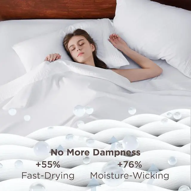 Alt view image 3 of 7 - Deep Pocket Twin Sheets Set - Fits Mattresses Up to 21 Inches Thick -3 Piece GentleSoft Bed Sheets Moisture Wicking Soft & Cooling Bedsheet & Pillowcases Easy & Secure Fit White