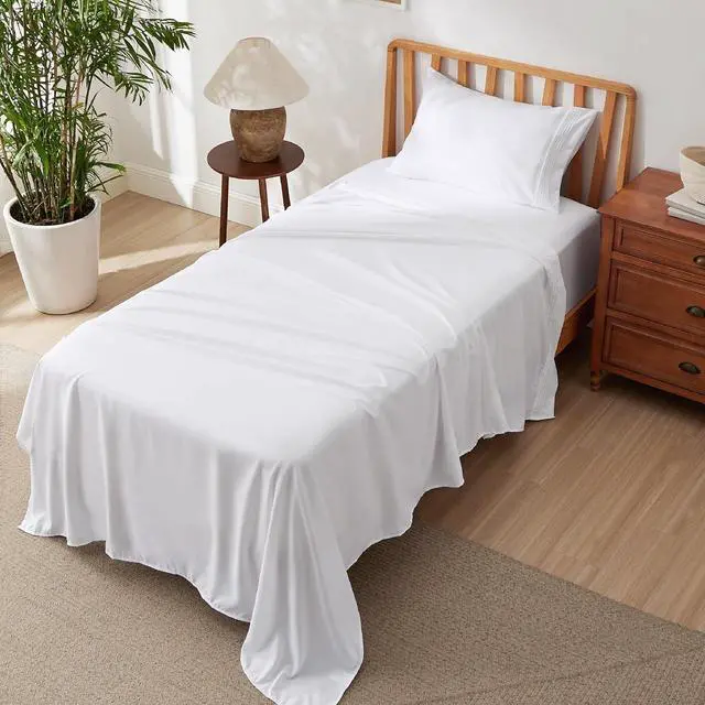 Alt view image 7 of 7 - Deep Pocket Twin Sheets Set - Fits Mattresses Up to 21 Inches Thick -3 Piece GentleSoft Bed Sheets Moisture Wicking Soft & Cooling Bedsheet & Pillowcases Easy & Secure Fit White