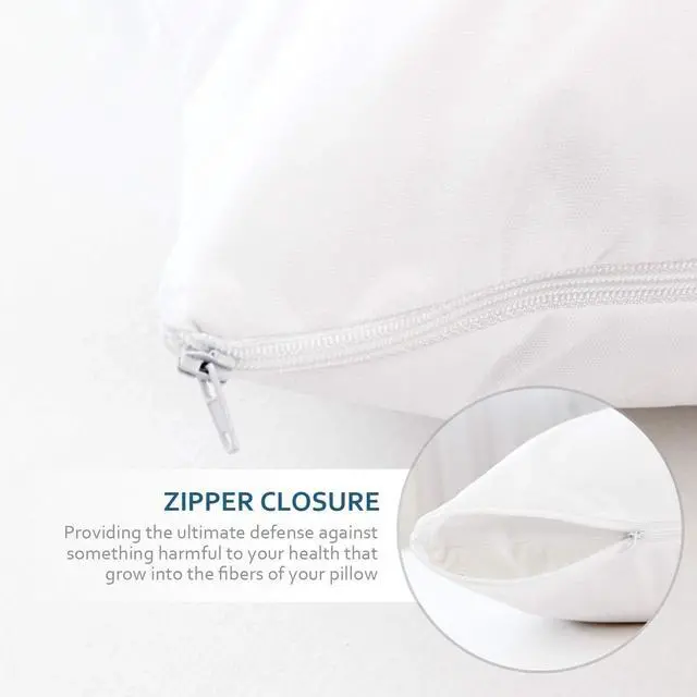 Alt view image 5 of 6 - 18x18 Waterproof Pillow Covers Set of 4 for Square Throw Pillow 18x18 Inch White Zippered Pillow Protector Feather Proof Pillow Case Protector