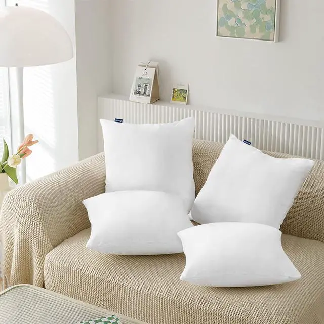 Alt view image 6 of 6 - 18x18 Waterproof Pillow Covers Set of 4 for Square Throw Pillow 18x18 Inch White Zippered Pillow Protector Feather Proof Pillow Case Protector
