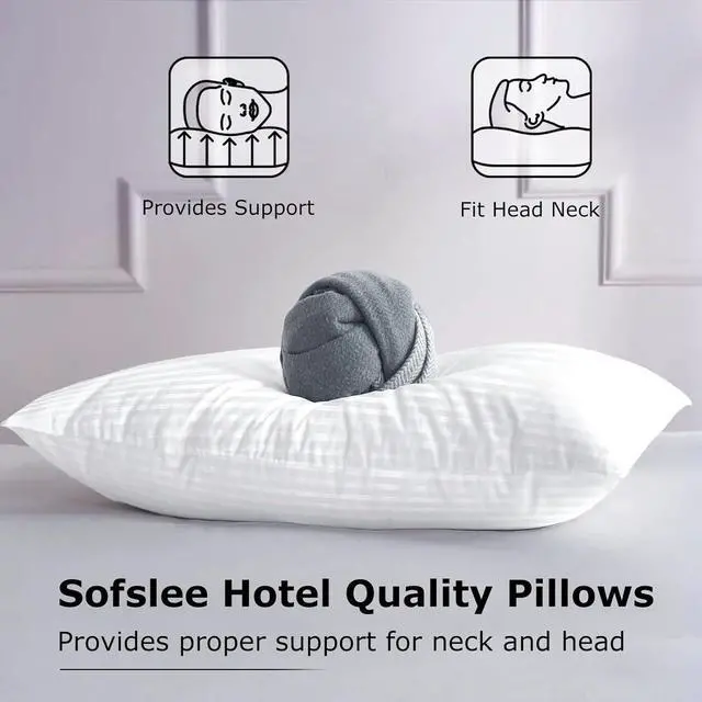 Alt view image 4 of 7 - Pillows Queen Size Set of 2 Hotel Down Alternative Bed Pillow for Sleeping Queen Pillows 2 Pack for Back Stomach or Side Sleepers Fluffy Supportive Queen Size Pilows Machine Washable