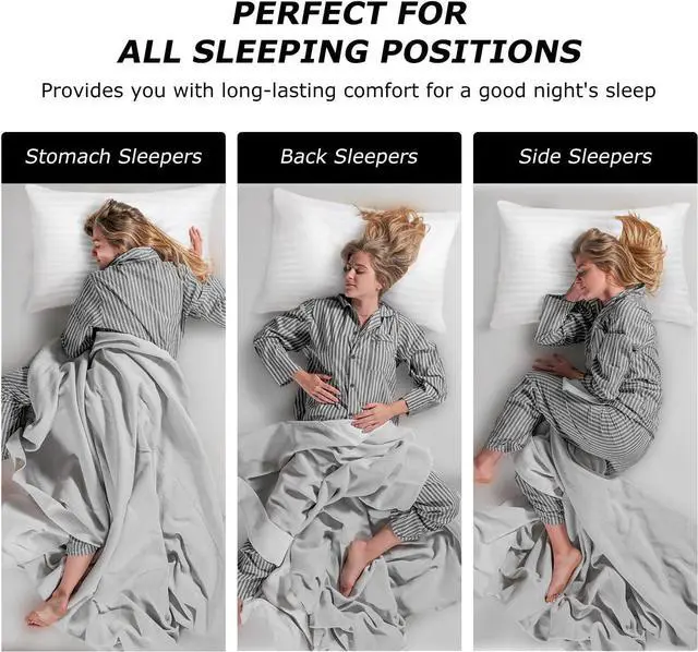 Alt view image 5 of 7 - Pillows Queen Size Set of 2 Hotel Down Alternative Bed Pillow for Sleeping Queen Pillows 2 Pack for Back Stomach or Side Sleepers Fluffy Supportive Queen Size Pilows Machine Washable