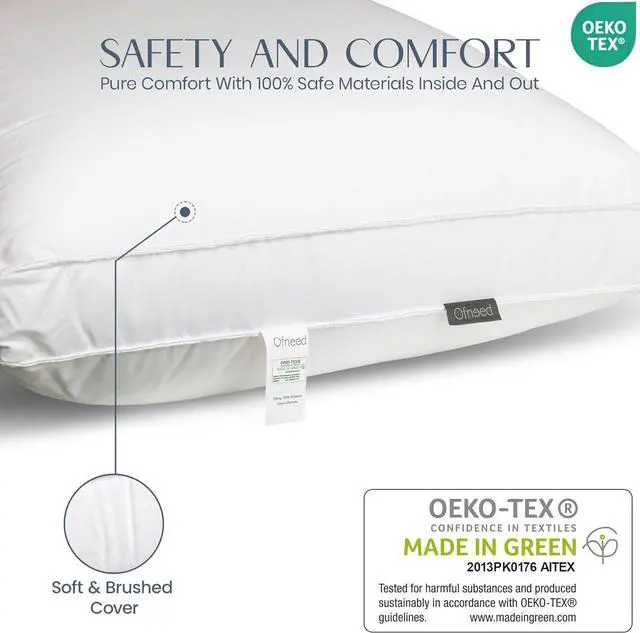 Alt view image 5 of 5 - King Size Pillow Set of 2 Bed Pillows for Sleeping - Microfiber Cover Pillows for Bed with Down Alternative - King Pillows 2 Pack for Back Stomach and Side Sleepers - 20x 36 (White)