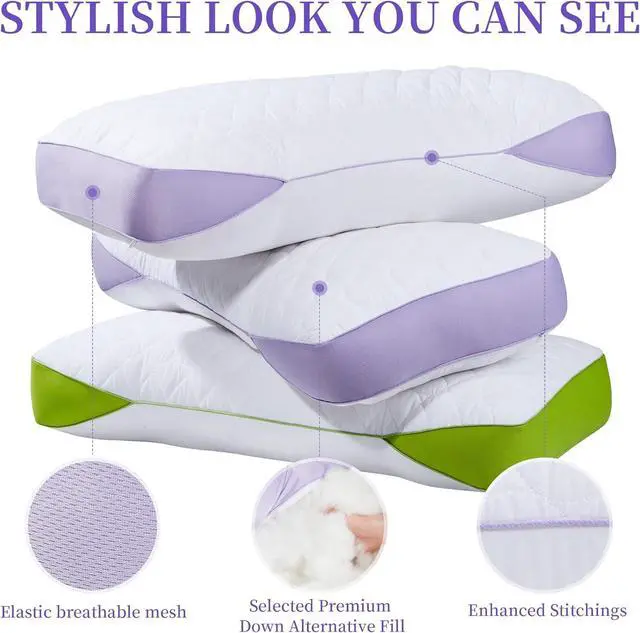 Alt view image 3 of 6 - Adjustable Bed Pillows Queen Size Set of 2 Pack with Zipper Supportive Breathable Cooling Hotel Luxury Down Alternative Gusseted Pillow for Side Stomach or Back Sleepers