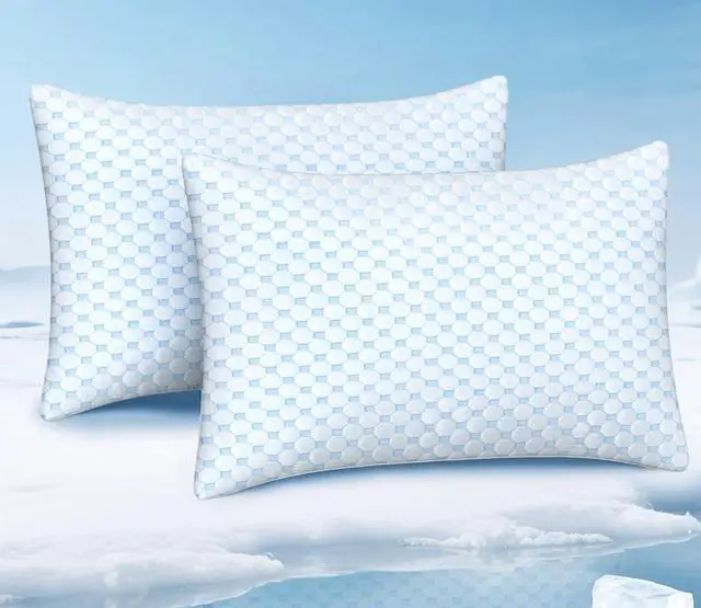 Main image of Cooling Pillow for Sleeping Shredded Memory Foam Pillows King Size Set of 2 Double Sided Cooling Bed Pillows for Hot Sleepers Side Back and Stomach Sleepers