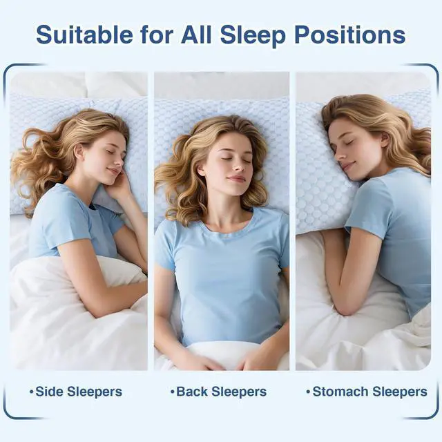 Alt view image 5 of 7 - Cooling Pillow for Sleeping Shredded Memory Foam Pillows King Size Set of 2 Double Sided Cooling Bed Pillows for Hot Sleepers Side Back and Stomach Sleepers