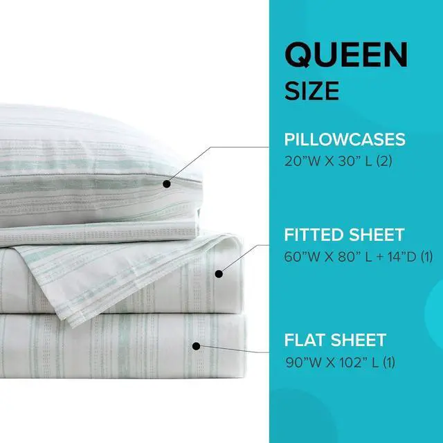 Alt view image 5 of 7 - 100% Cotton Sheet Set Breathable Lightweight Soft with 14 Elastic Pocket Fits up to 16 Mattress All Season Cozy Bedding Matching Pillow Case Queen Good Vibes 4 Piece