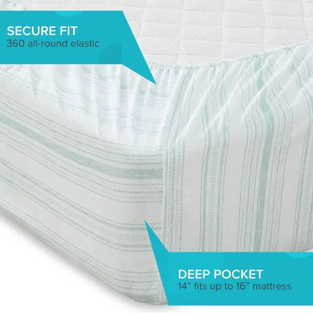 Alt view image 6 of 7 - 100% Cotton Sheet Set Breathable Lightweight Soft with 14 Elastic Pocket Fits up to 16 Mattress All Season Cozy Bedding Matching Pillow Case Queen Good Vibes 4 Piece