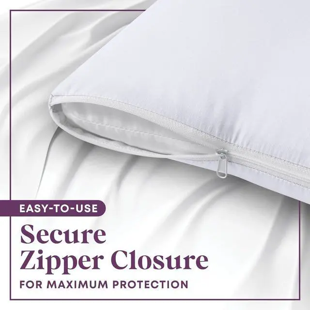 Alt view image 3 of 7 - CirclesHome Pillow Protectors 2 Pack Queen Zippered - 100% Cotton Breathable Pillowcases - Protects Pillows from Dirt Dust and Debri (Queen- Set of 2 - 20x30)