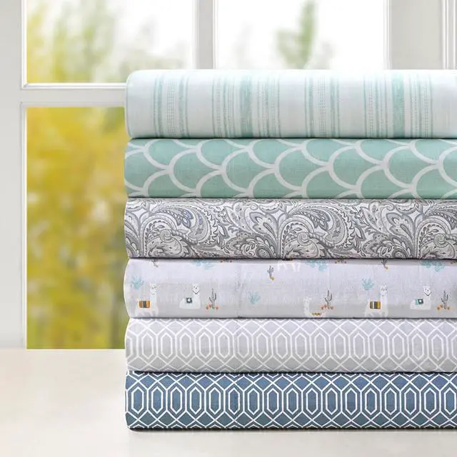 Alt view image 7 of 7 - 100% Cotton Sheet Set Breathable Lightweight Soft with 14 Elastic Pocket Fits up to 16 Mattress All Season Cozy Bedding Matching Pillow Case Queen Good Vibes 4 Piece