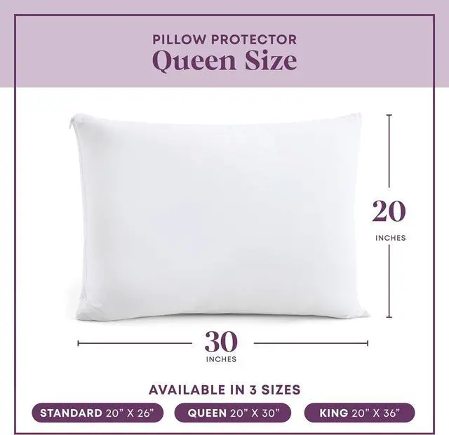 Alt view image 6 of 7 - CirclesHome Pillow Protectors 2 Pack Queen Zippered - 100% Cotton Breathable Pillowcases - Protects Pillows from Dirt Dust and Debri (Queen- Set of 2 - 20x30)