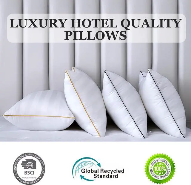 Alt view image 2 of 6 - Bed Pillows for Sleeping - Standard/Queen Size Set of 4 Luxury Hotel Quality Pillows for Side Back and Stomach Sleepers Breathable Fluffy Pillow Soft Bed Pillows (4pcs Standard)