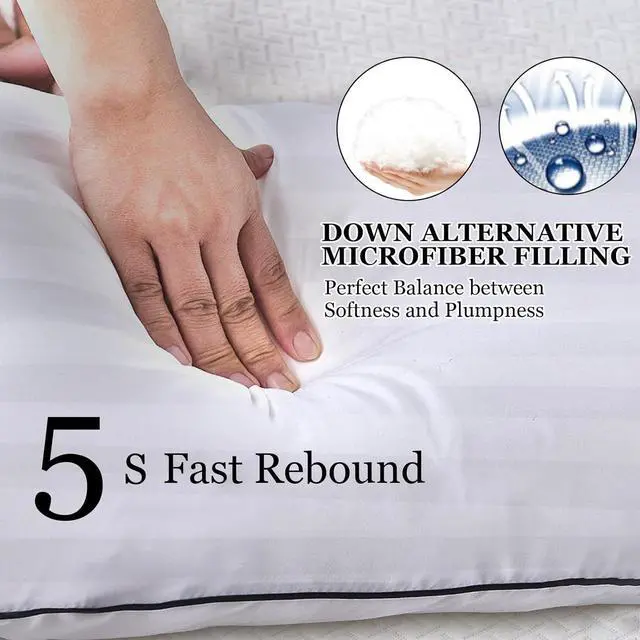 Alt view image 3 of 6 - Bed Pillows for Sleeping - Standard/Queen Size Set of 4 Luxury Hotel Quality Pillows for Side Back and Stomach Sleepers Breathable Fluffy Pillow Soft Bed Pillows (4pcs Standard)