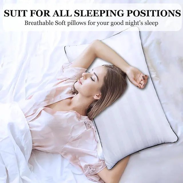 Alt view image 5 of 6 - Bed Pillows for Sleeping - Standard/Queen Size Set of 4 Luxury Hotel Quality Pillows for Side Back and Stomach Sleepers Breathable Fluffy Pillow Soft Bed Pillows (4pcs Standard)